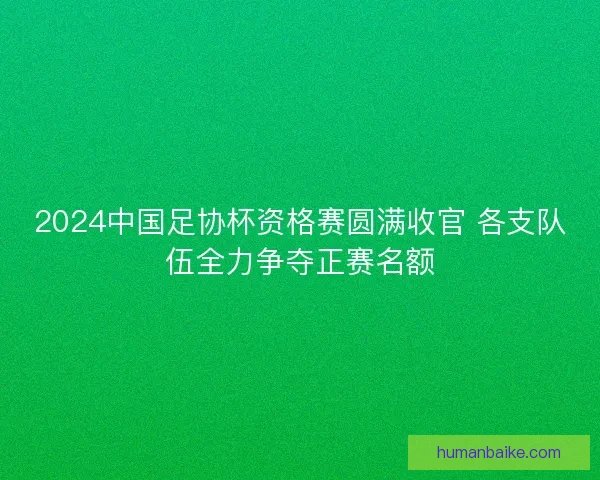 2024中国足协杯资格赛圆满收官 各支队伍全力争夺正赛名额